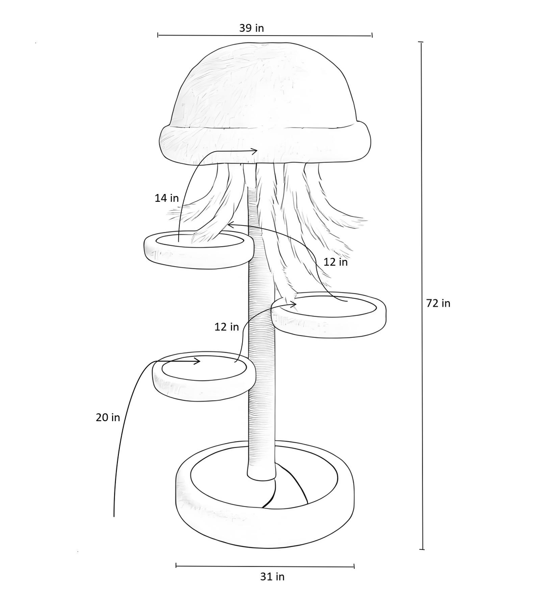 The sturdy and durable cat tree wood is an artistic piece of furniture for the interior.