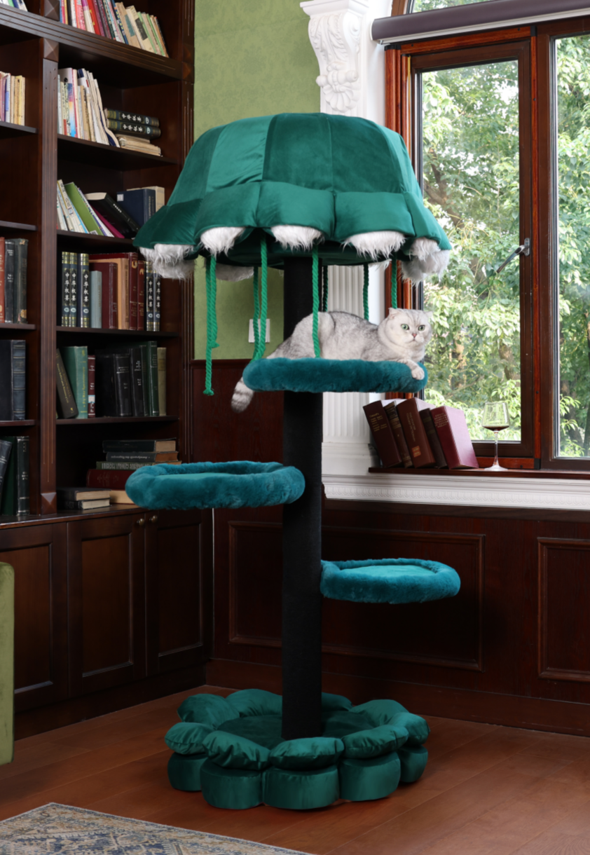 deep green cat tower base