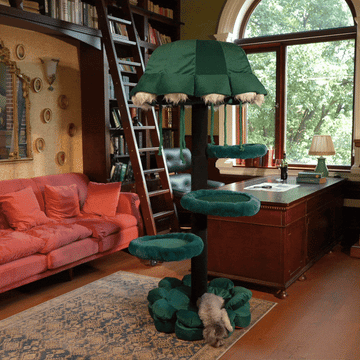 The perfect cat bed cat tower that seamlessly blend into the study.