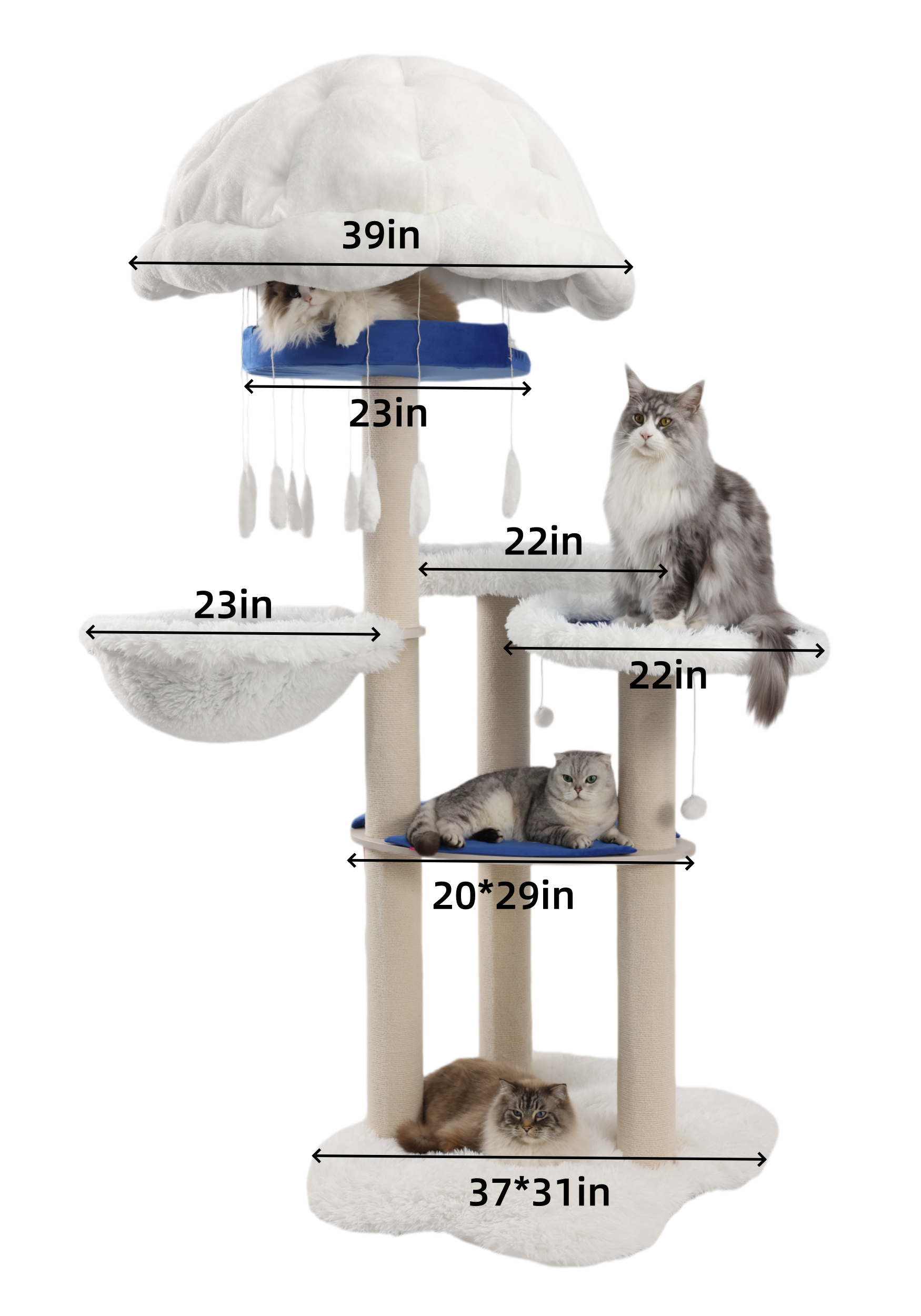 Blue and white, refreshing and suitable for all cats. Cat tree house for large cats.