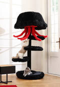The sturdy and durable cat tree wood is an artistic piece of furniture for the interior.