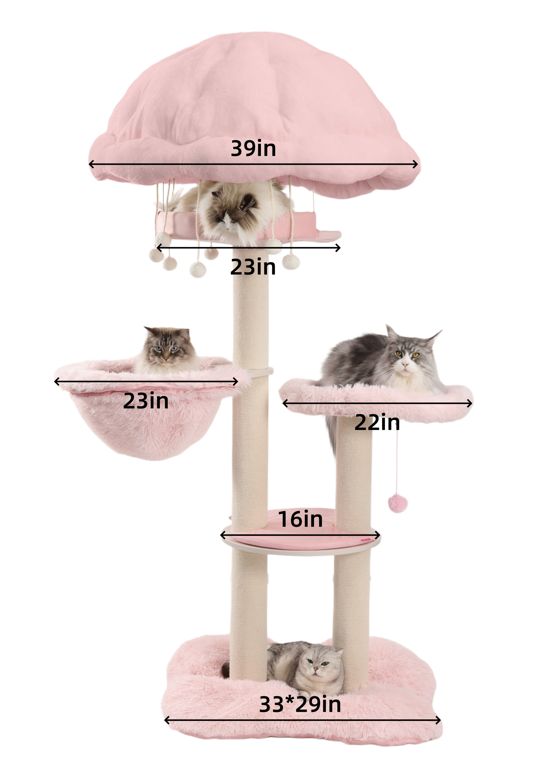 cat tree tower for large cats, with large perches