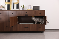Wooden corner litter box enclosure