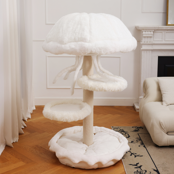 A contemporary cat tree that suits minimalist home decor.