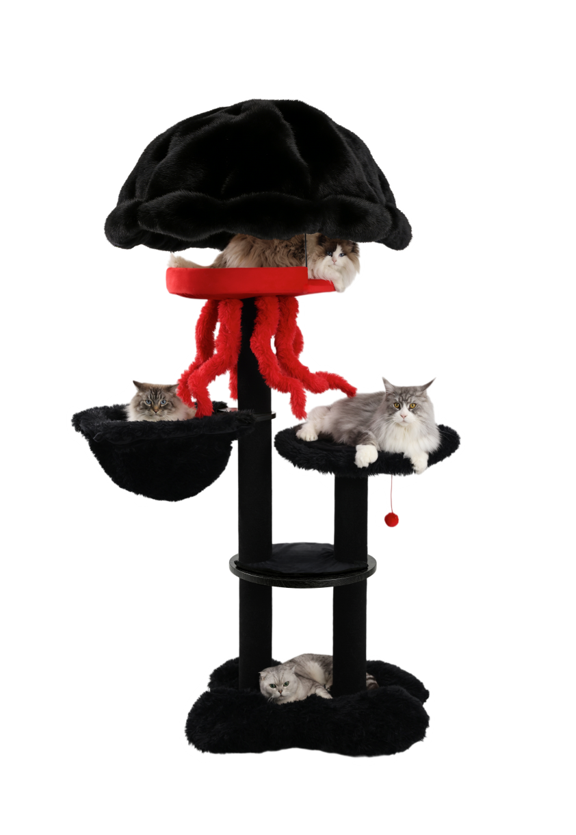 Super cool black and red cat tree tower for big cats