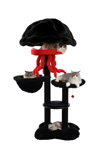 Super cool black and red cat tree tower for big cats