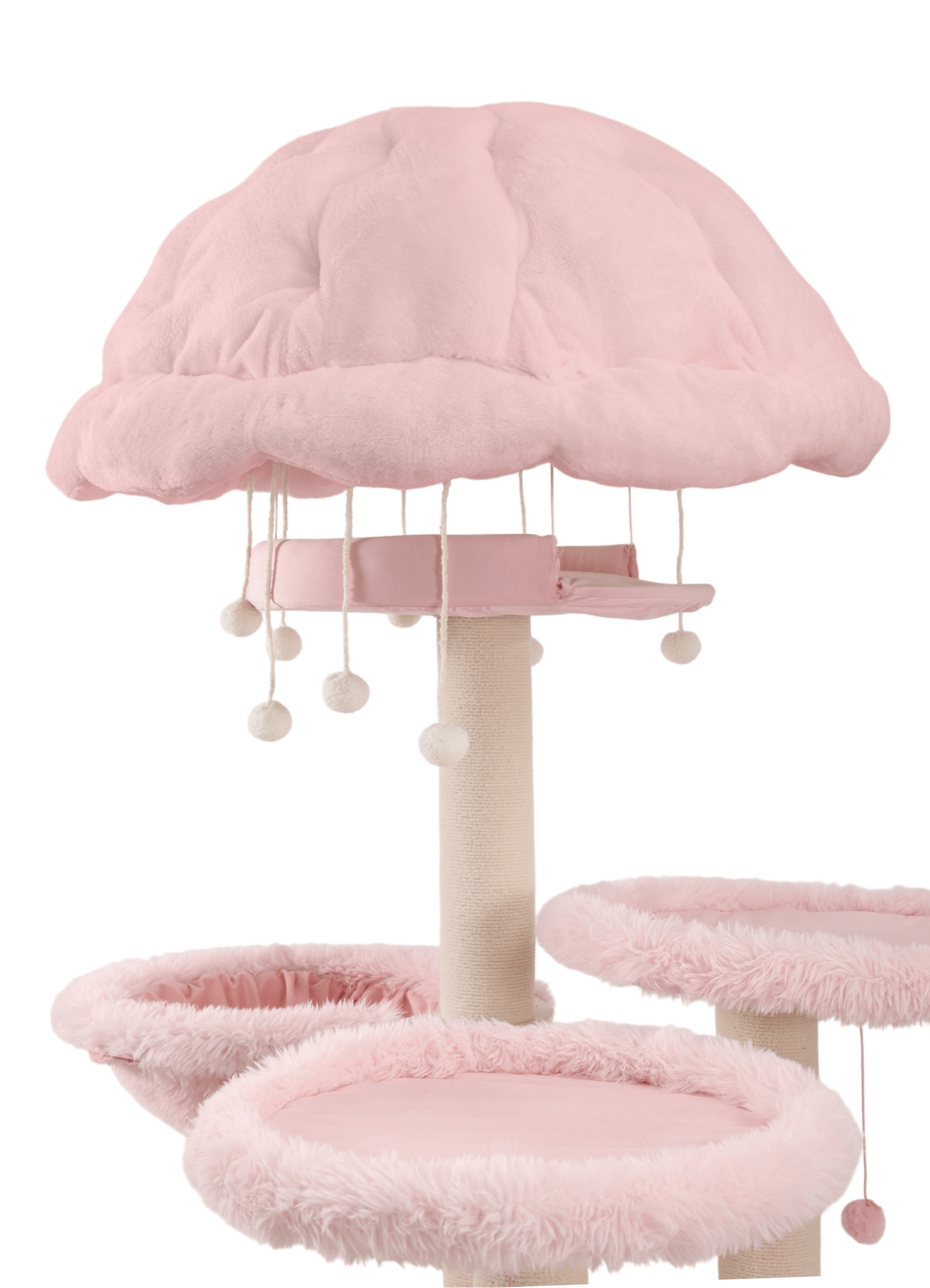 A beautiful pink carpet cat tree suitable for large cats