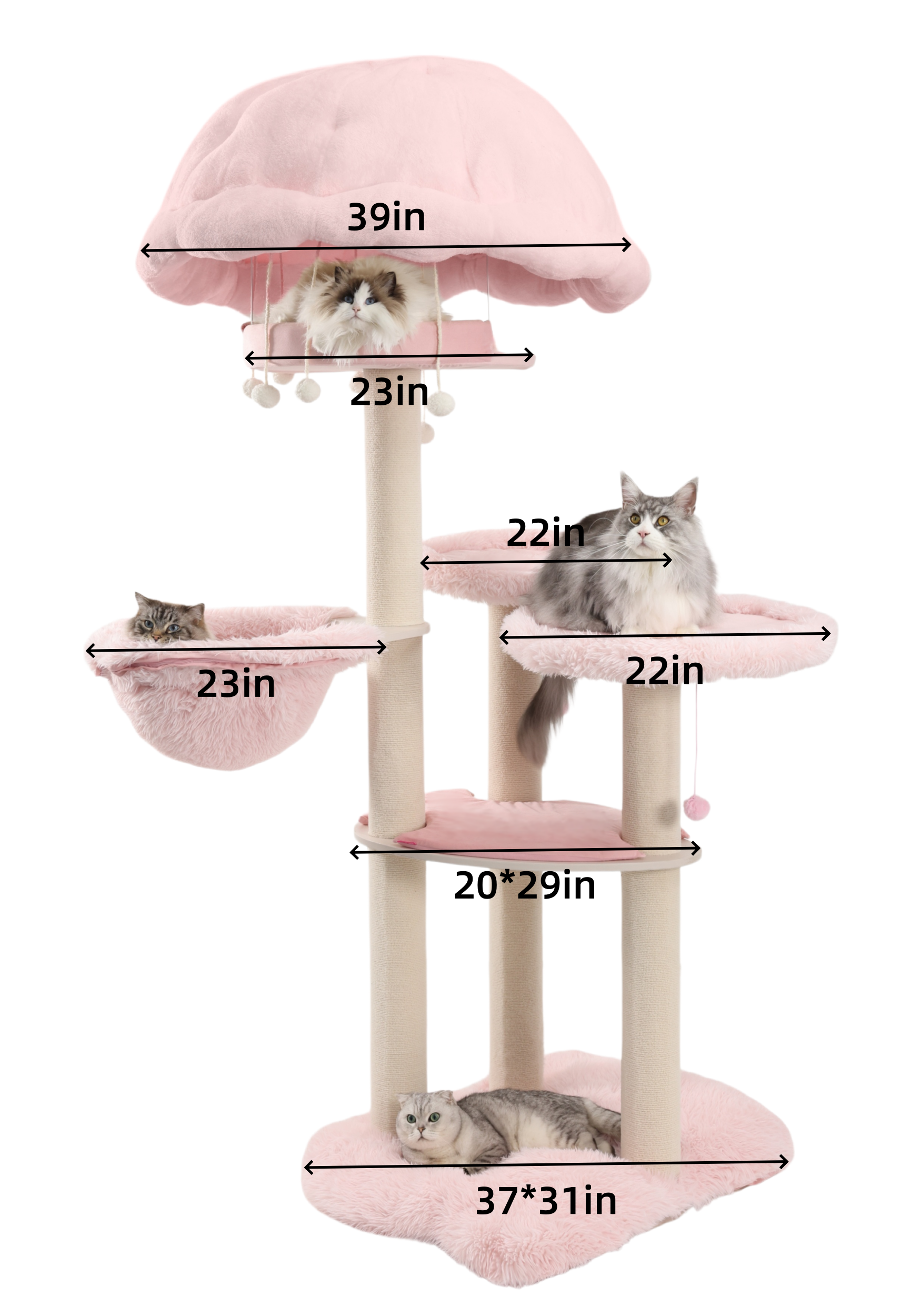Pink, soft and comfortable big cat furniture
