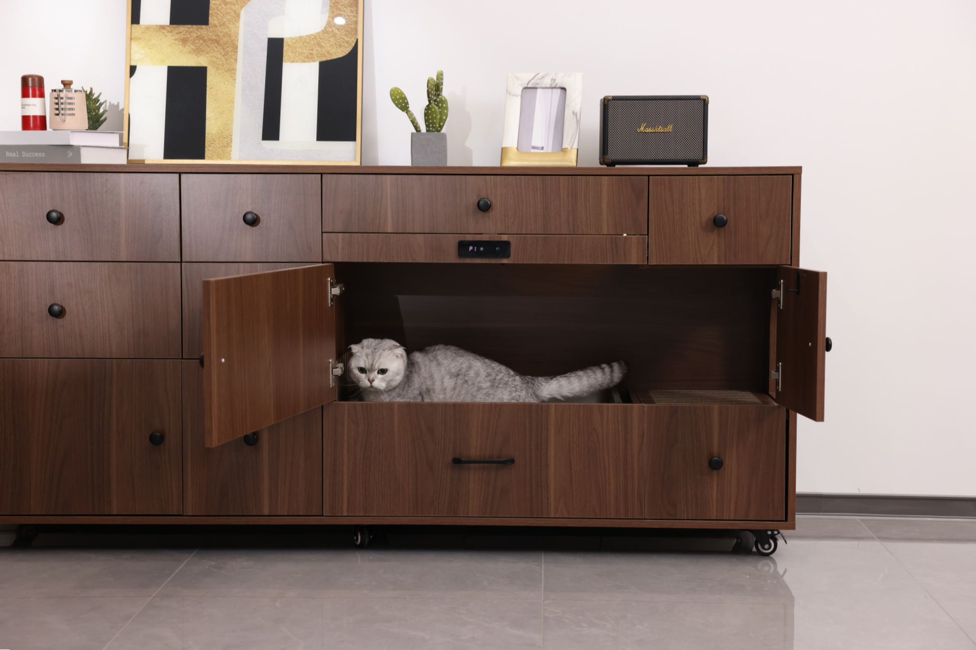 stable cat hidden litter box furniture
