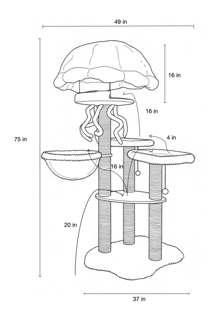 A detachable and easy-to-clean cat tree large cats