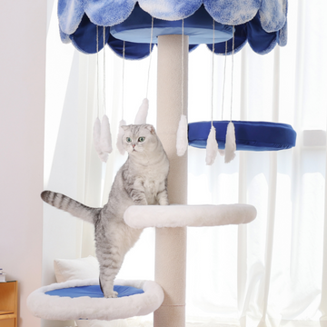 The modern cat tree is designed to perfectly match the modern home style.