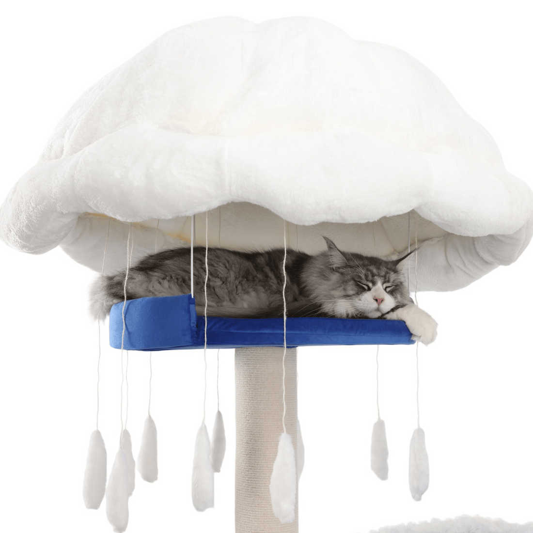 Unique contemporary cat tree, with a top cover designed as a jellyfish cat tree