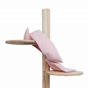 The cat cave large located at the top of the cat tree.